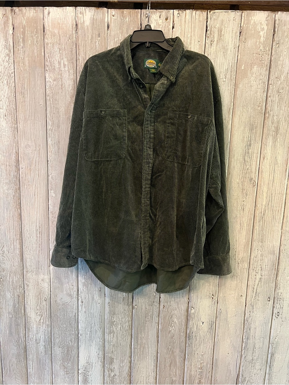 Cabelas Men's Olive Green Corduroy Shirt Jacket